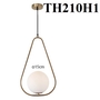 Đèn thả 210H1, thân vàng, E27 x 1, kiểu H khung tam giác, bóng cầu thủy tinh đục , KT(mm) khung : D250 x H1500 , KT(mm) chao : 200